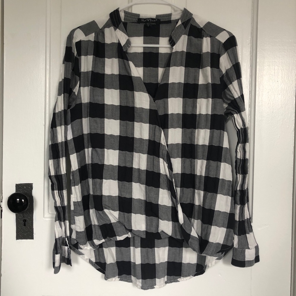 Velvet Heart Black and White Checkered Blouse